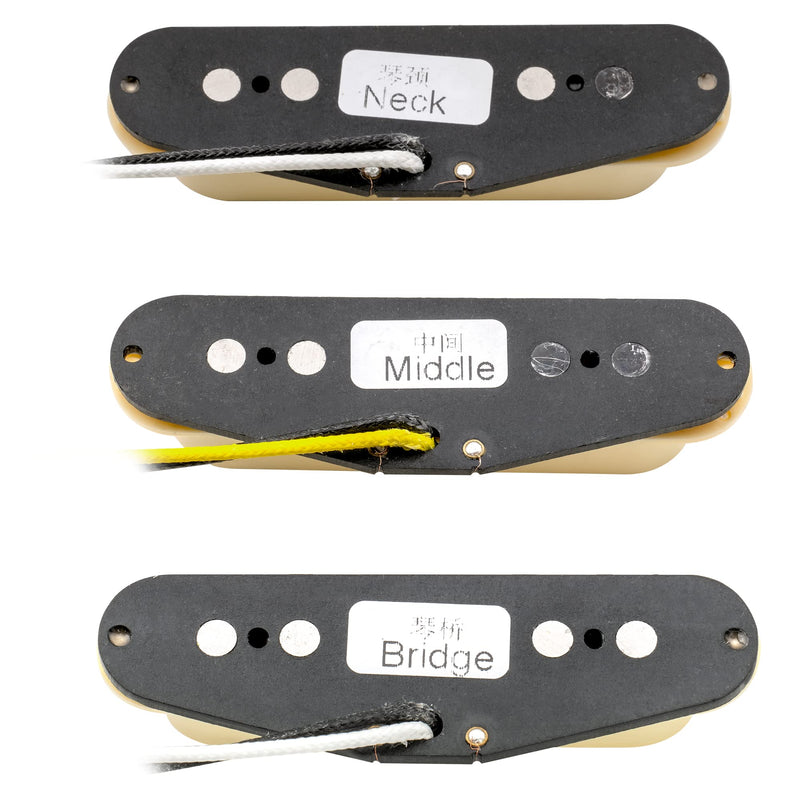 Wilkinson M Series High Output Alnico 5 Strat Single Coil Pickups Set for Stratocaster Electric Guitar, Cream