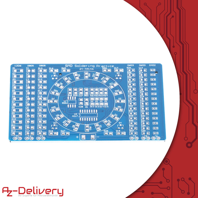 AZDelivery NE555 SMD Soldering Practice Board DIY Kit - LED Module for Soldering Learning, Set with Soldering Kit - Electronic Soldering Kit for Soldering Exercises