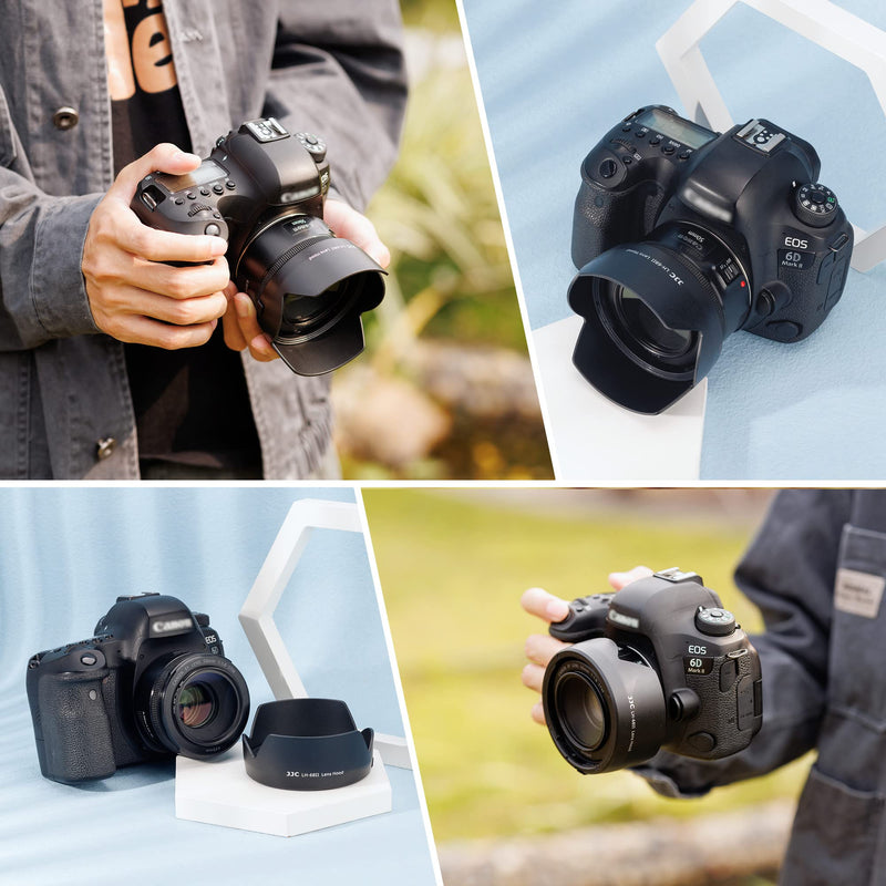 50mm Reversible Lens Hood Shade Fit for Canon EF 50mm f/1.8 STM Lens Replaces Canon ES-68 Hood Tulip Flower Design -Black