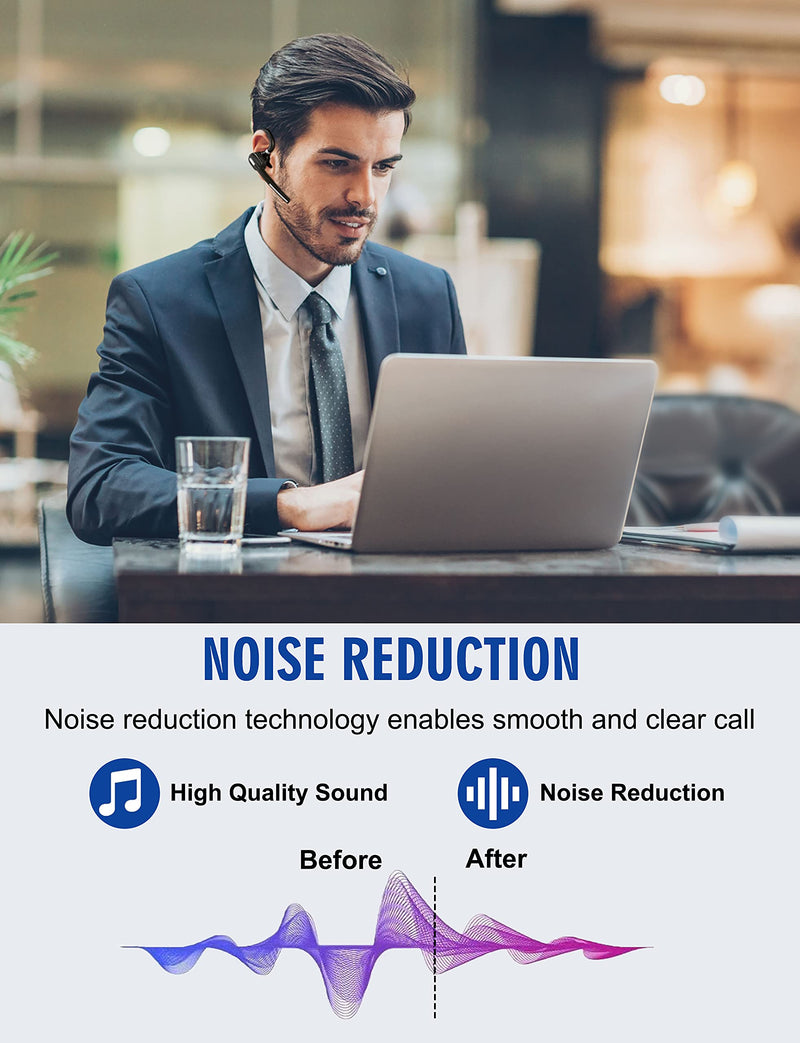 [AUSTRALIA] - Bluetooth Headset V5.1, Wireless Headset with Battery Display Charging Case, Bluetooth Earpiece with Noise Canceling Mic for Driving, Office, Business, Compatible with Cell Phone and PC 
