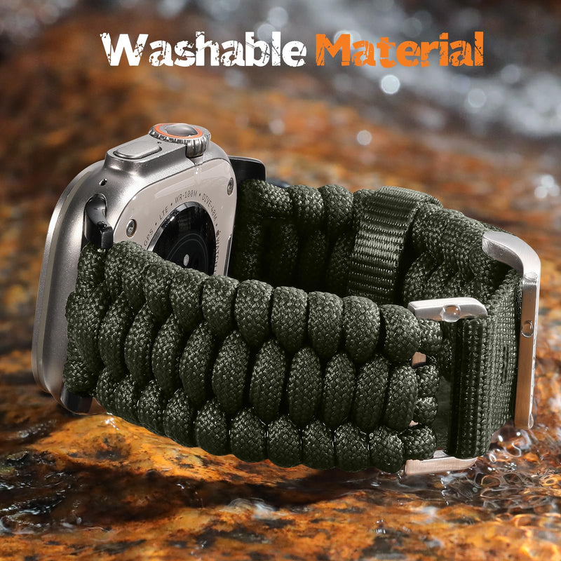 Bandletic Paracord Bands Compatible with Samsung Galaxy Watch Ultra | Rugged Handmade Woven Braided Tactical Military Survival Nylon, For Galaxy Watch Ultra 3 2 1 2026 2025 2024 47mm Titanium Buckle-Army Green Large (6.7"-7.7")