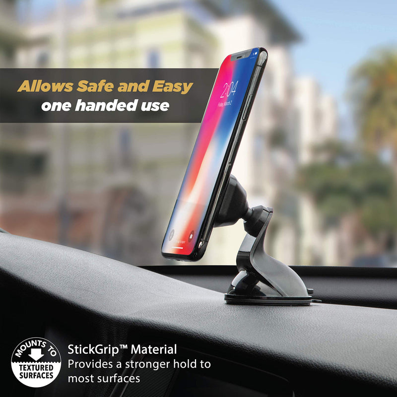 Scosche MMWSM-XCES0 MagicMount Select Magnetic Phone, GPS, or Tablet Suction Cup Car Cell Phone Holder, 360 Degree Adjustable Head, StickGrip Suction Cup Phone Car Mount, Black 1 Pack Magnetic - Window / Dash Suction