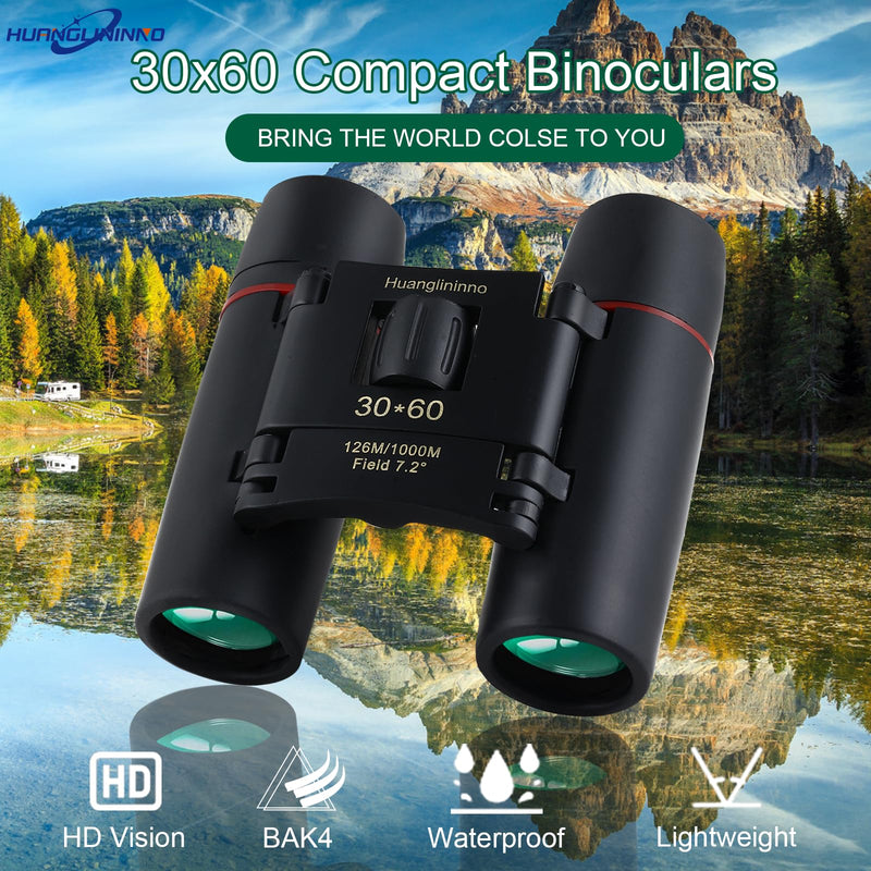 30X60 Compact Binoculars for Adults and Kids，Lightweight Foldable Easy Focus Small Binoculars for Bird Watching Hunting Concert Traveling Theater Opera Sightseeing 02