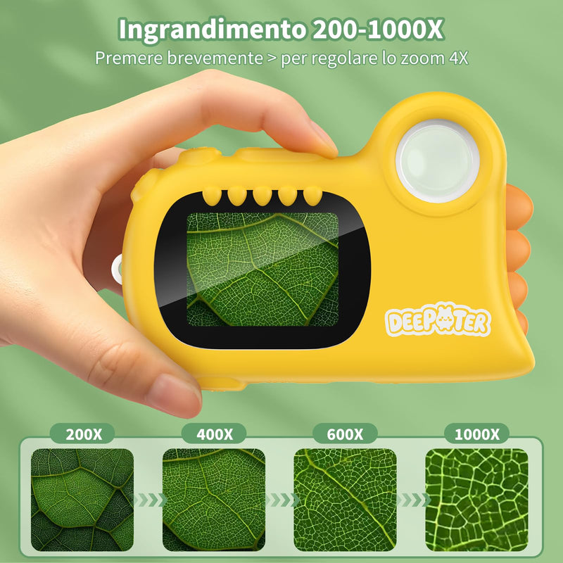 [AUSTRALIA] - 2 in 1 Microscope for Kids & Video Camera, Deepoter 1000X Digital Microscope with 2.0" Screen, Portable Handheld Kids Camera Toys, STEM Educational Science Kit Gifts for 3-12 Age Years Old Boys Girls 