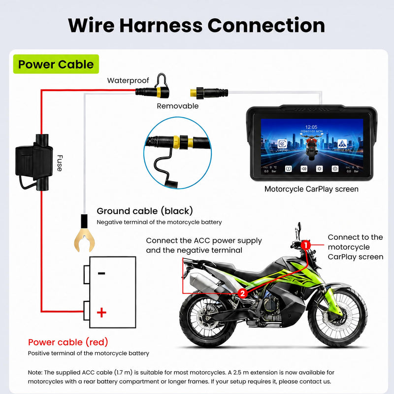 Rimoody 7-Inch Motorcycle Carplay Screen with Wireless Carplay Android Auto for Car, Bluetooth, Supports GPS Navigation, IP68 Waterproof, Detachable Mount, Tire Pressure Monitor, Voice Control 7 Inch Tire Pressure Detection