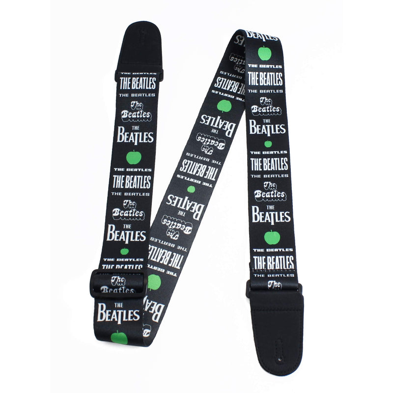 Perri's Leathers, 39"-58"- Black, The Beatles Officially Licensed Guitar Strap, Boutique & Fits Fender Electric, Custom, Adjustable, Durable Design, Acoustic & Bass Guitar Straps for Electric, Leather Green Apples