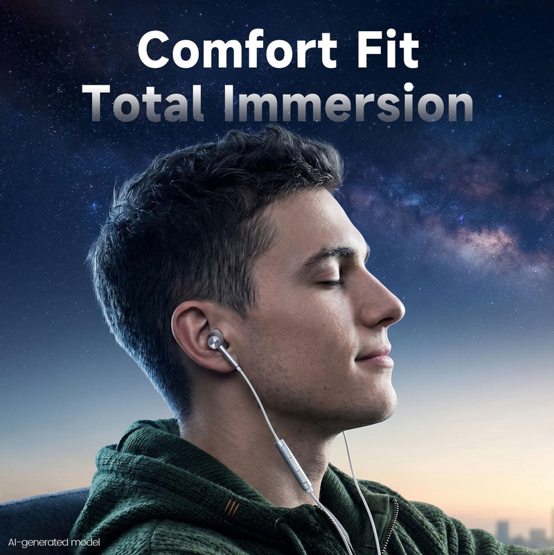 VUM HiFi Stereo 3.5 mm Wired Earbuds with Ultra Clear Mic & Volume Control | 14-Strand Pure Copper Cable, High-Sensitivity Composite-Driver, 3.5mm Jack Corded Headphone for iPhone/iPad/Android/Laptop/PC Silver & White 3.5mm(1Pack)