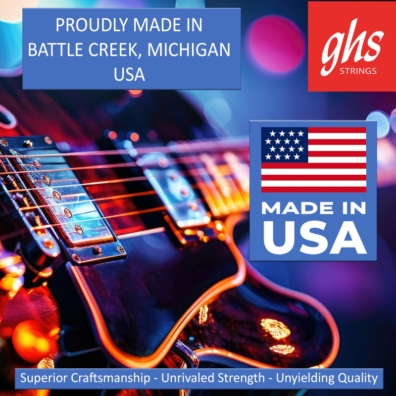 GHS Strings - Precision Flatwound - Electric Guitar Strings - Stainless Steel - High Volume - Polished Smooth - (L) - Light Gauge (900 SET) - 12-50 Light (12-50) Pack of 1