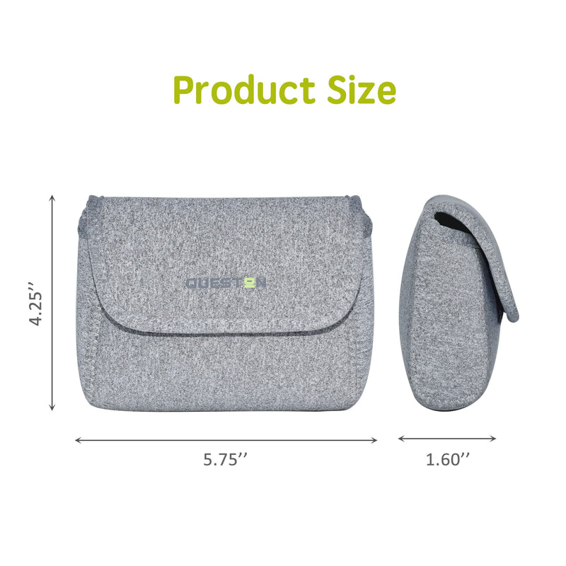 QUESTON Storage Pouch Bag Cases for Accessories MacBook Laptop Power Adapter, Wireless Mouse, iPhone Chargers, Cellphone, Power Bank, Cord, Travel Cable Electronic Organizer Small Light gray/green