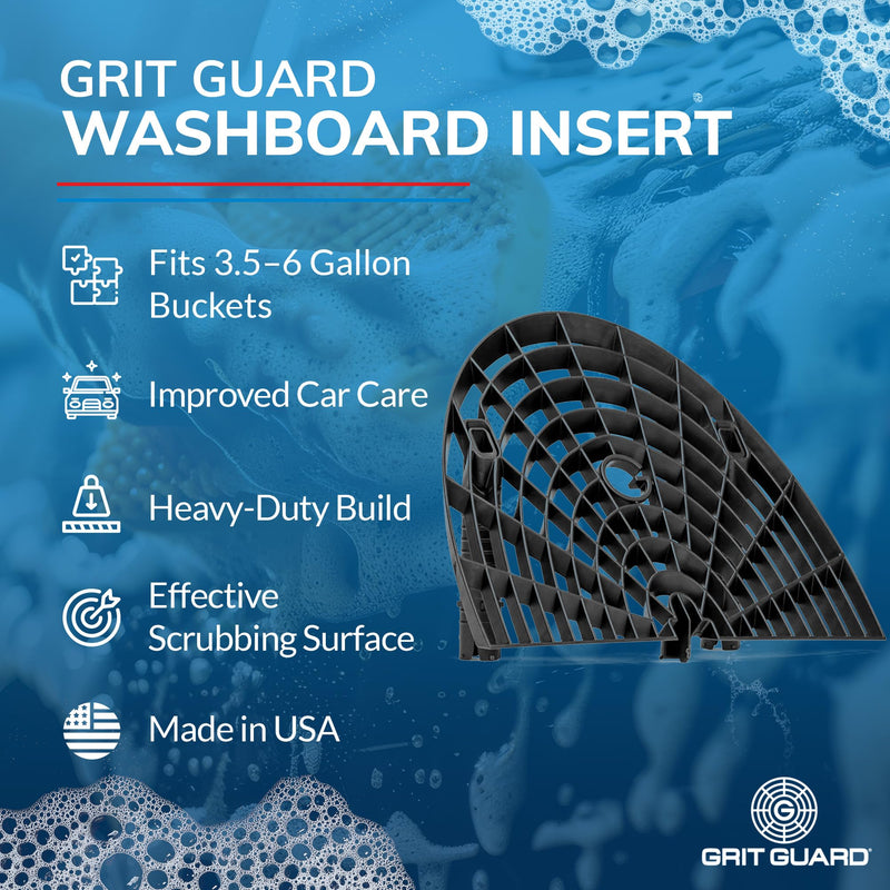 [AUSTRALIA] - Grit Guard Washboard Bucket Insert, Removes Dirt from Wash Mitt for Car Detailing, Attaches to Grit Guard Insert, Fits Most 3-6 Gallon Car Wash Buckets - Black 