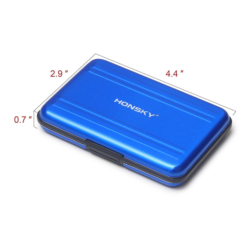 Honsky Aluminum UHS-I SD Micro SD SDHC SDXC TF SecureDigital Memory Card Carrying Case Holder Organizer Box Keeper for Computer Camera Media Storage Organization,Blue Blue