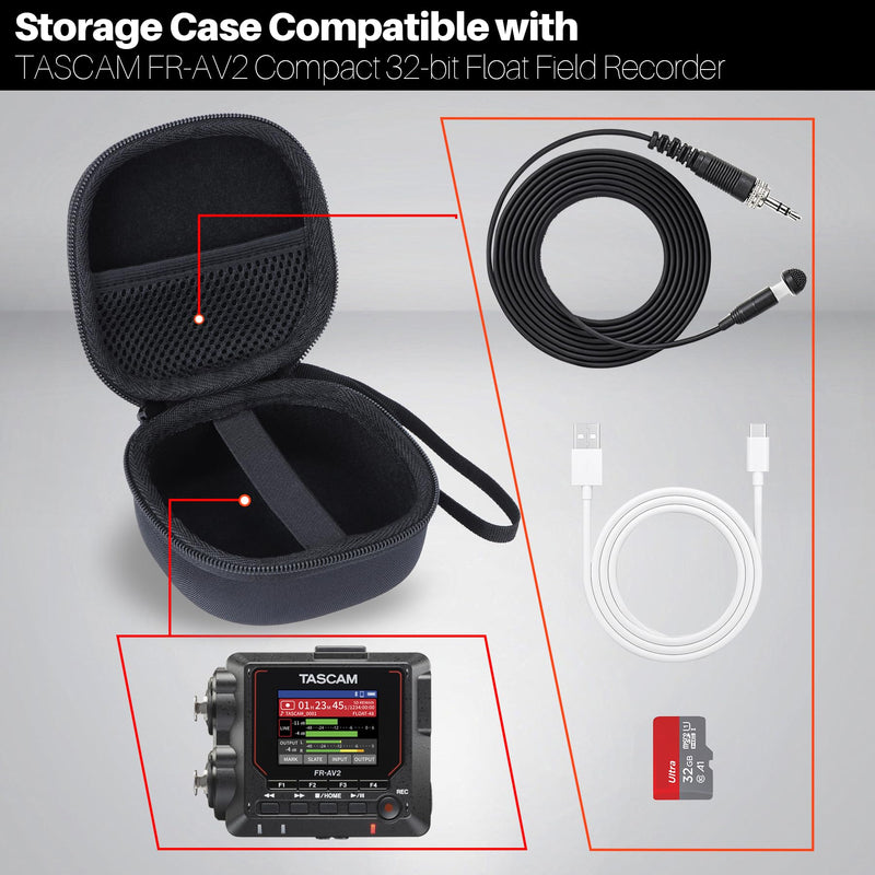 Storage Case Compatible with TASCAM FR-AV2 Compact 32-bit Float Field Recorder Timecode Generator Mixer Black Case for Tascam FR-AV2