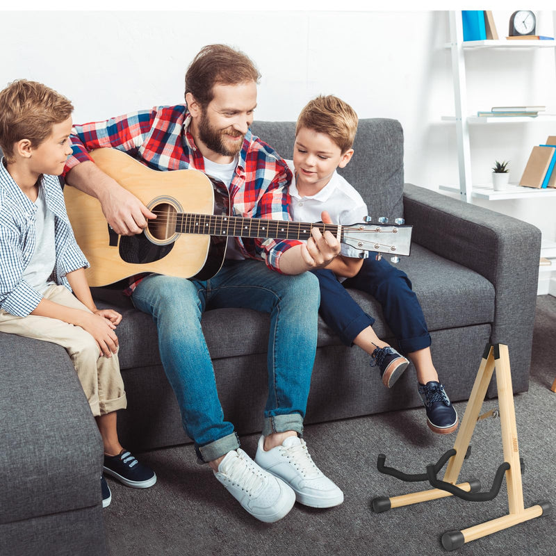MUSO Guitar Stand,Acoustic Guitar Stand,Wood Classical Electric Guitar Stand,Foldable Bass Guitar Stand,Guitar Accessories also fit Bass,Violin,Ukulele (Bamboo) Bamboo