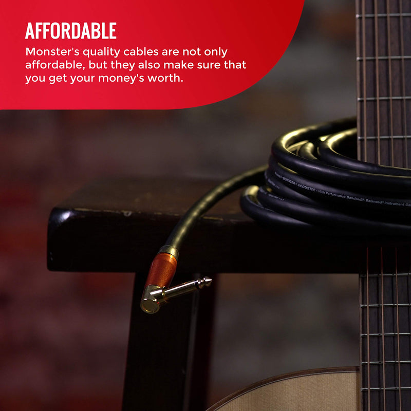 Monster Prolink Acoustic Instrument Cable. 8 in Guitar Cable. Right Angle to Right Angle Monster Cable w/ Superior Delivery Speed. Rich & Clean Sound Monster Cord. Monster Instrument Cable