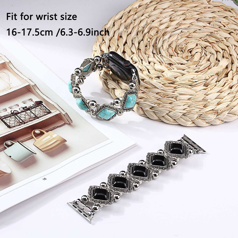 Beaded Bracelet Compatible with Apple Watch Band 38mm 40mm 41mm, Bohemian Vintage Western Jewelry Wristband for iWatch SE Series 9 8 7 6 5 4 3 2 1 Ultra &2