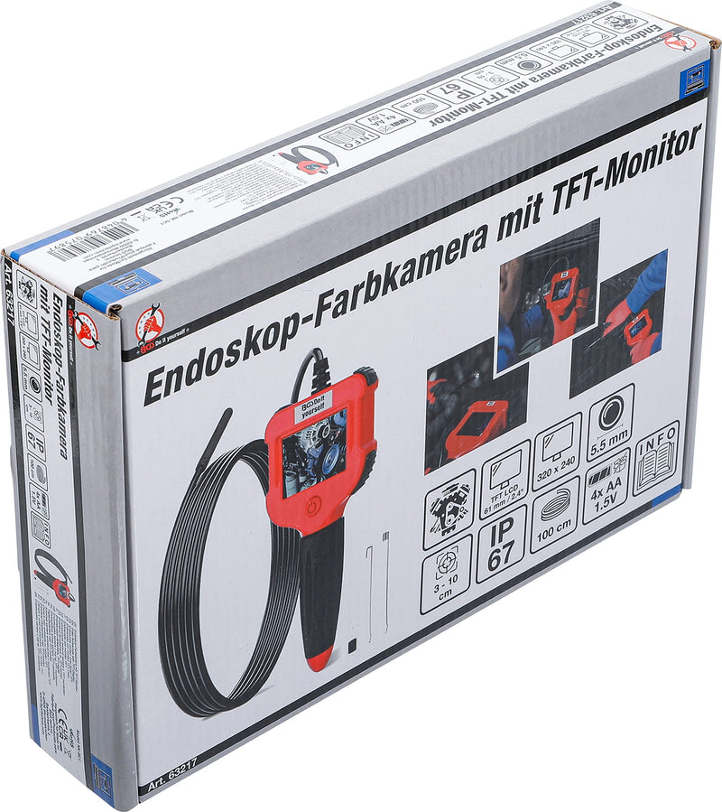BGS Diy 63217 Endoscope Colour Camera with TFT Monitor Camera Head Diameter 5.5 mm
