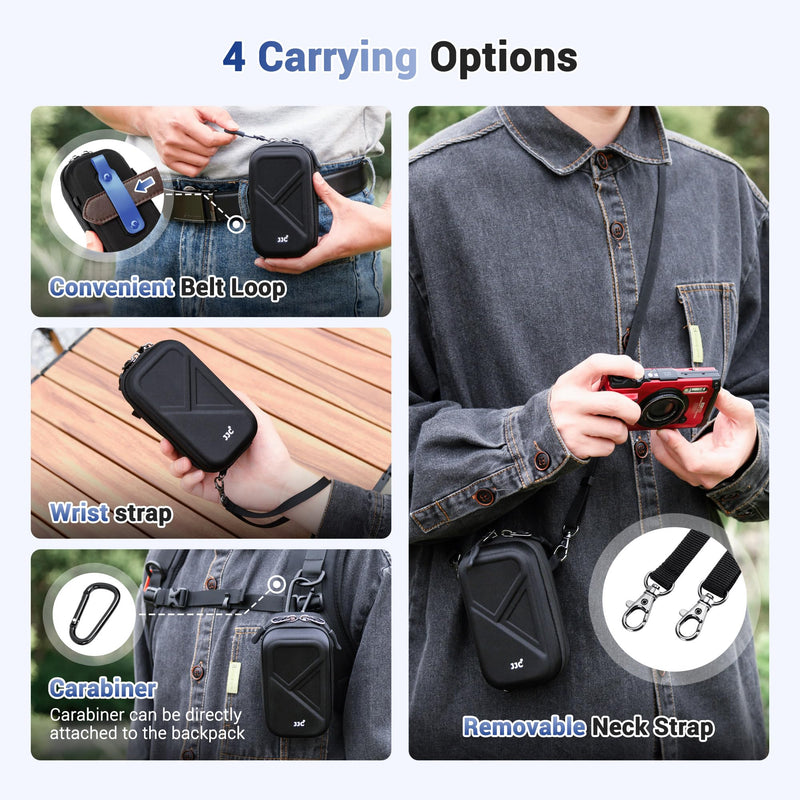 JJC Hard Camera Case Bag for Sony ZV-1 II ZV1 II ZV-1F RX100VII RX100VI RX100V Canon G7X Mark III II G5X Mark II Ricoh GR III GR IIIx Olympus Tough TG-7 TG-6 TG-5 TG-4 & More Digital Camera