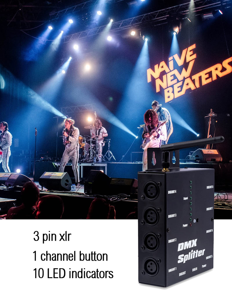 [AUSTRALIA] - Pknight 8-Way Isolated DMX Splitter with 2.4g wireless Receiver Function 