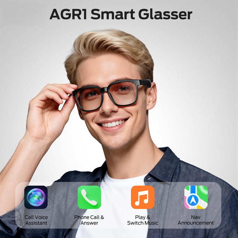 Oraolo Smart Glasses, Polarized Sunglasses with Bluetooth Speaker, Brown | Wireless Music & Calls, UV Protection, and Voice Control, Long-Lasting Battery Ideal for Athletic and Outdoor Use.