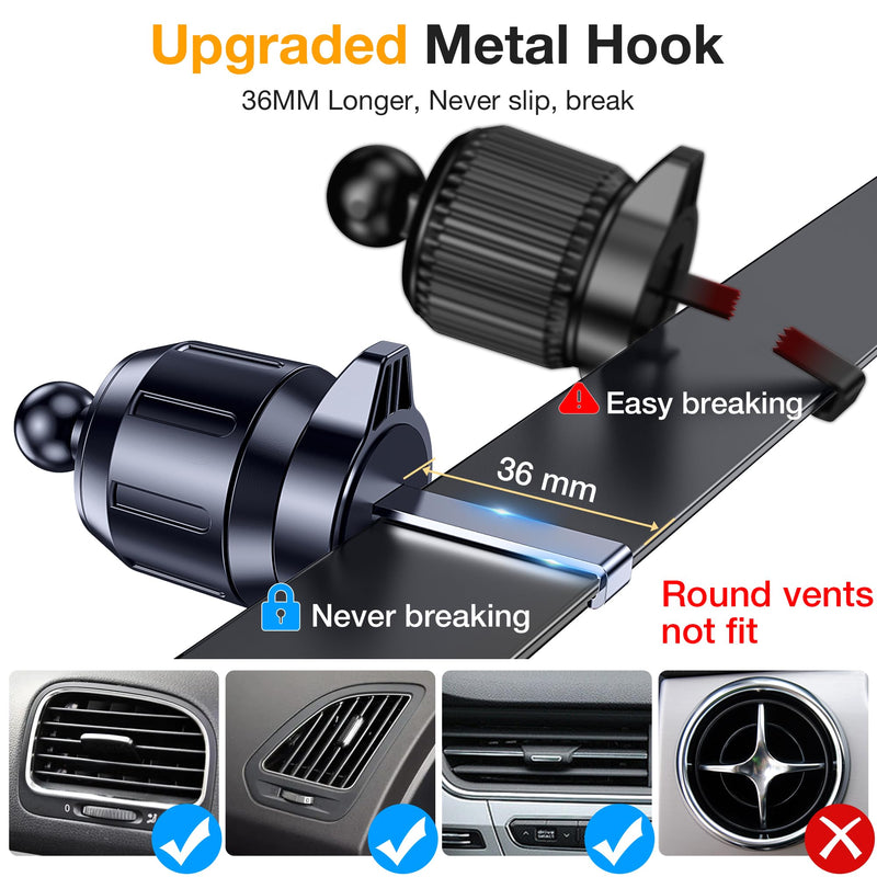 Romuto Car Phone Holder Mount [True Military-Grade Suction & Stable Vent] | Phone Holders for Your Car Phone Mount Car Accessories Suction Phone Mount for Jeep BMW Truck Cradle Stand for iPhone Samsung Clear Black