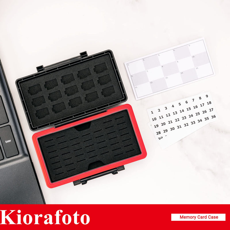 Kiorafoto 58 Slots TF Micro SD Memory Card Case Holder Water-Resistant Anti-Shock Storage Organizer with Labels & Notepaper for 58 TF MSD Microsd Microsdhc Microsdxc Memory Cards *2022 Vertical Style for 58 Micro SD