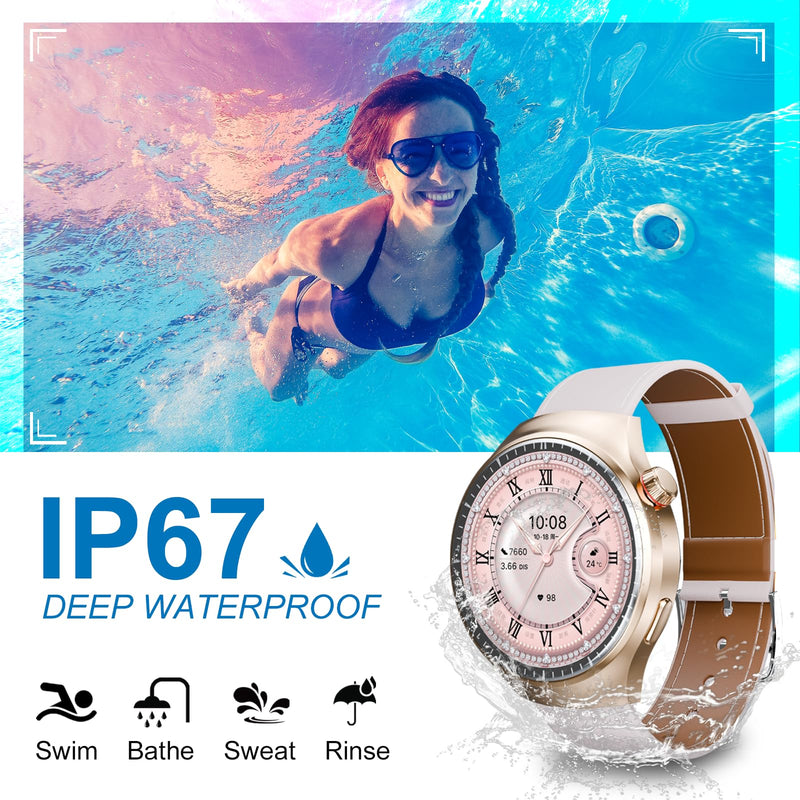 Watches for Women,Compatible with iPhone/Android Phones,Women Smart Watches,with Heart Rate/Sleep/Spo2 Monitor,Sports Watch,Waterproof Fitness Smartwatch (Gold) Gold