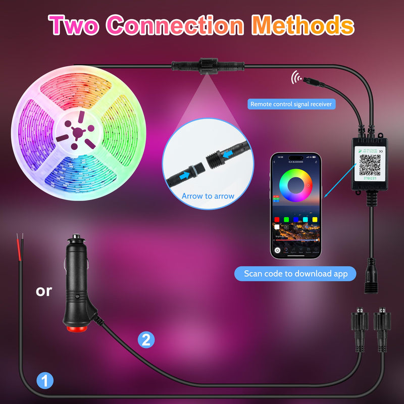 [AUSTRALIA] - RV Awning Lights, 20ft 12V LED Light Strip with Remote and App Control, Waterproof RGB RV Exterior Light for Motorhome Camper Travel Trailers Food Trucks, RV Outdoor Lights 1 Pack 