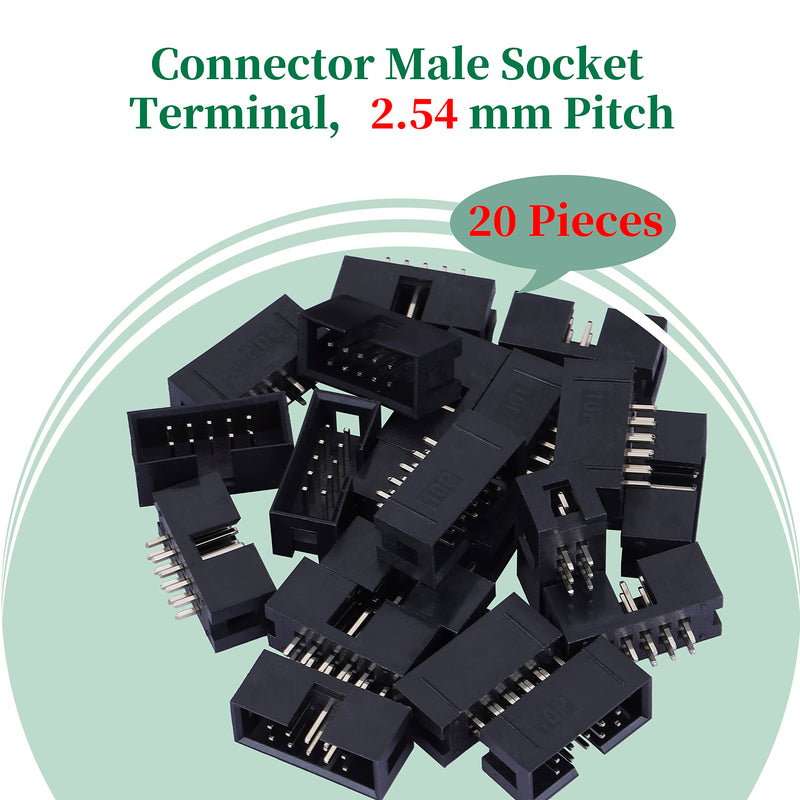 20 Pieces IDC 2 * 5 Double Row 2.54 mm Pitch JTAG ISP 10-Pin Straight Pin in-line Box Header Connector Adapter Cable Male Socket Terminal for PCB Electronic Equipment Projects. 2.54 mm Male Socket Terminal