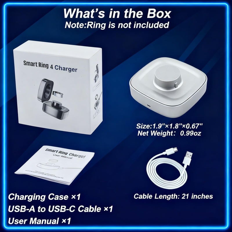Smart Ring Charger Compatible with Oura Ring Gen 4, Size-Specific Replacement USB-C Fast Charger with Safe Temperature Control（Size 12）