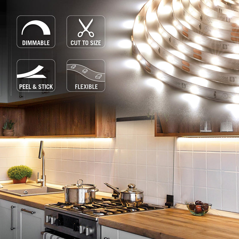 [AUSTRALIA] - Armacost Lighting RibbonFlex Pro 12V White LED Strip Lights 30 LED/m, 2700K, 8.2 ft 131210 2700K Warm White 