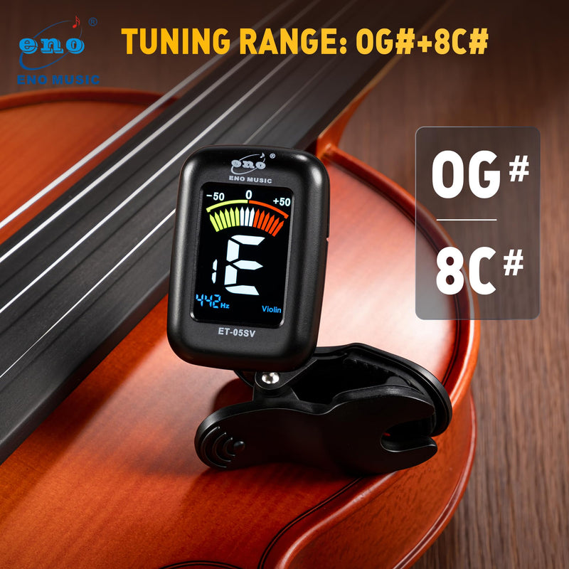 [AUSTRALIA] - ENO MUSIC Professional Violin Viola Tuner, Colorful LCD Display Easy Control Clip on Accurate Violin Tuner ET-05SV 