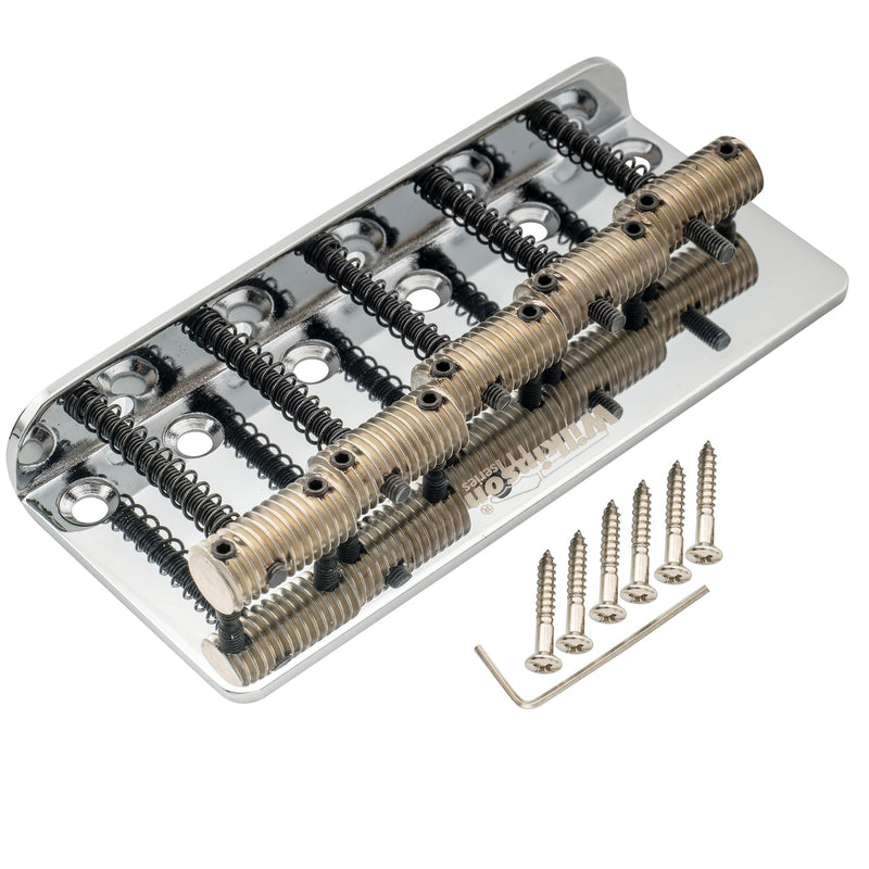 Wilkinson 72mm (2-53/64 Inch) 5-String Bass Bridge Threaded Saddles for Precision/Jazz Bass, Chrome