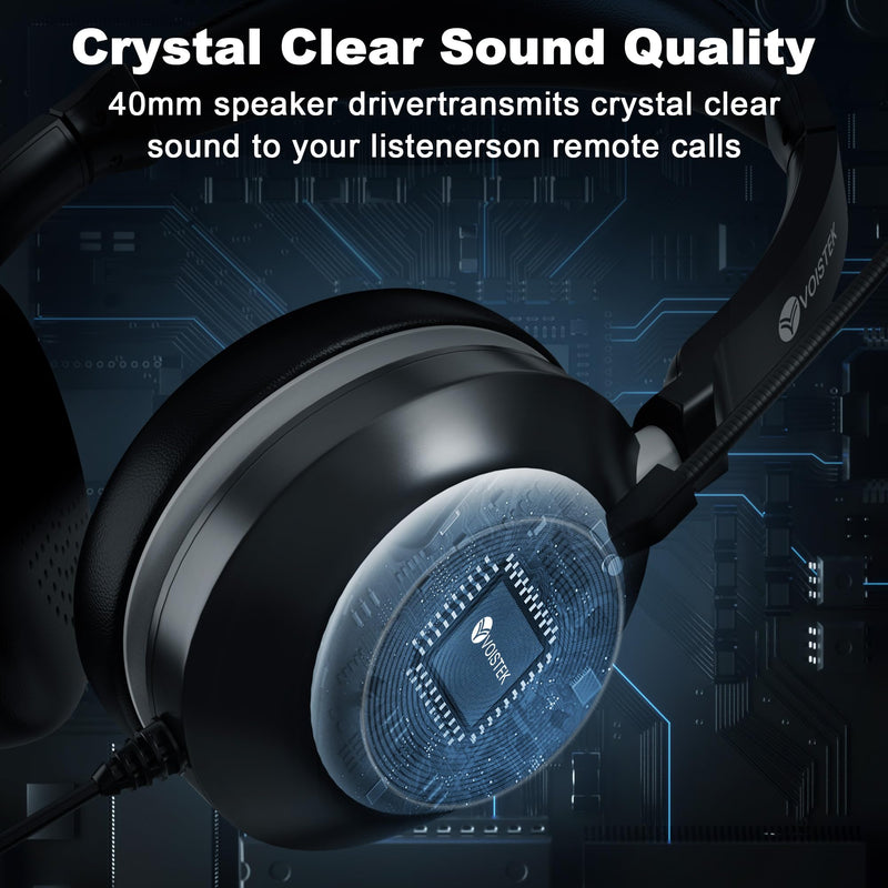 [AUSTRALIA] - Voistek USB Headset with Microphone for PC/Laptop, Wired Computer Headphones with Noise Cancelling Mic, in-Line Volume Control for Work from Home,Office,Call Center Morden 