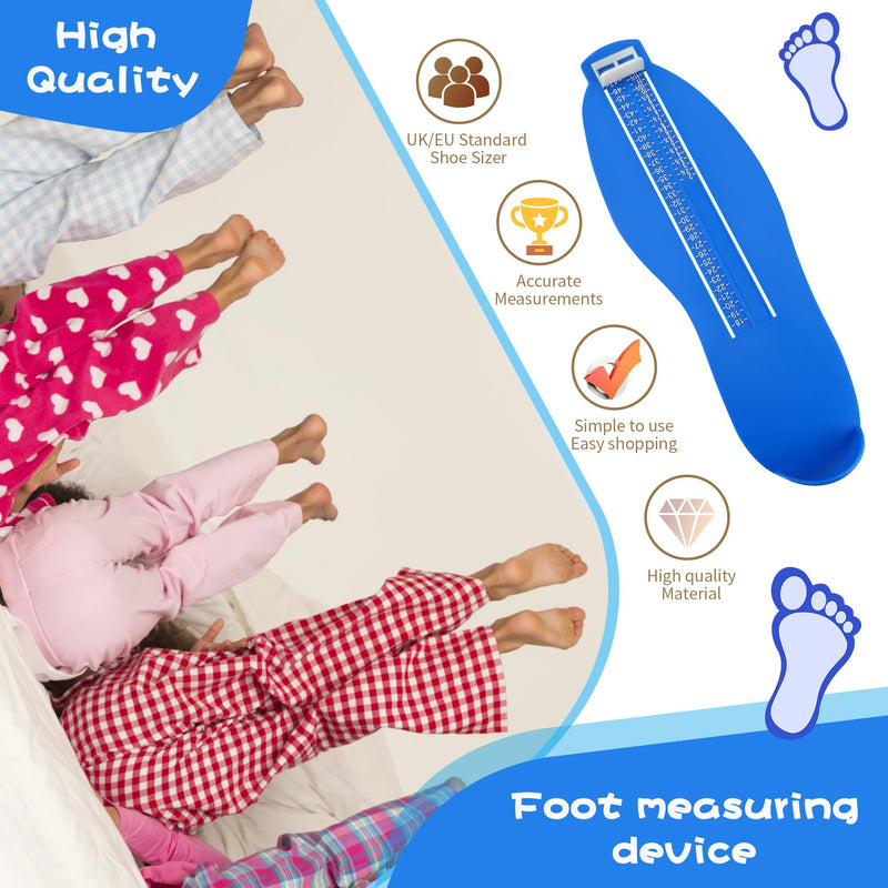 JSMTKJ Foot Gauge, Shoe Sizes Measure Sizes with 1 Tape Measure Feet, Kids Adult Shoe Gauge for EUR UK Shoe Gauge (Blue), blue