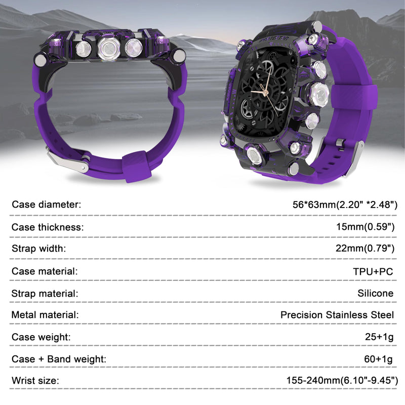 Case compatible with Apple Watch Series 10/11 46mm Bands for Men, iG3200 High End Sport Wristband with Case Screen Protector for iWatch 10/11 46mm, Stylish Gift for Husband Boyfriend (Purple)