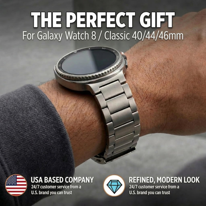 Titanium Band for Samsung Galaxy Watch 9 & Watch8, Classic 40/44/46mm | Scratch Resistant Diamond-Like-Carbon Coating, Titanium Bracelet with Folding Clasp, Color Matching Titanium Strap 26 Millimeters Gray Matte