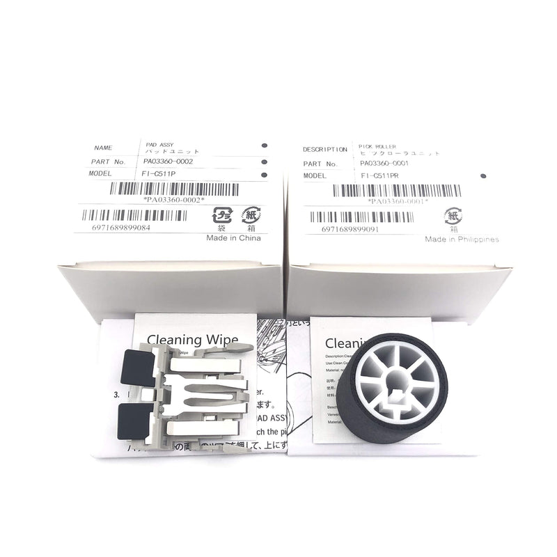 OKLILI 1SET PA03360-0001 PA03360-0002 Pick Pickup Roller + Separation Pad Assembly Compatible with Fujitsu S510M S510 S500M S500 fi-5110EOXM fi-5110EOX2 fi-5110EOX fi-5110C