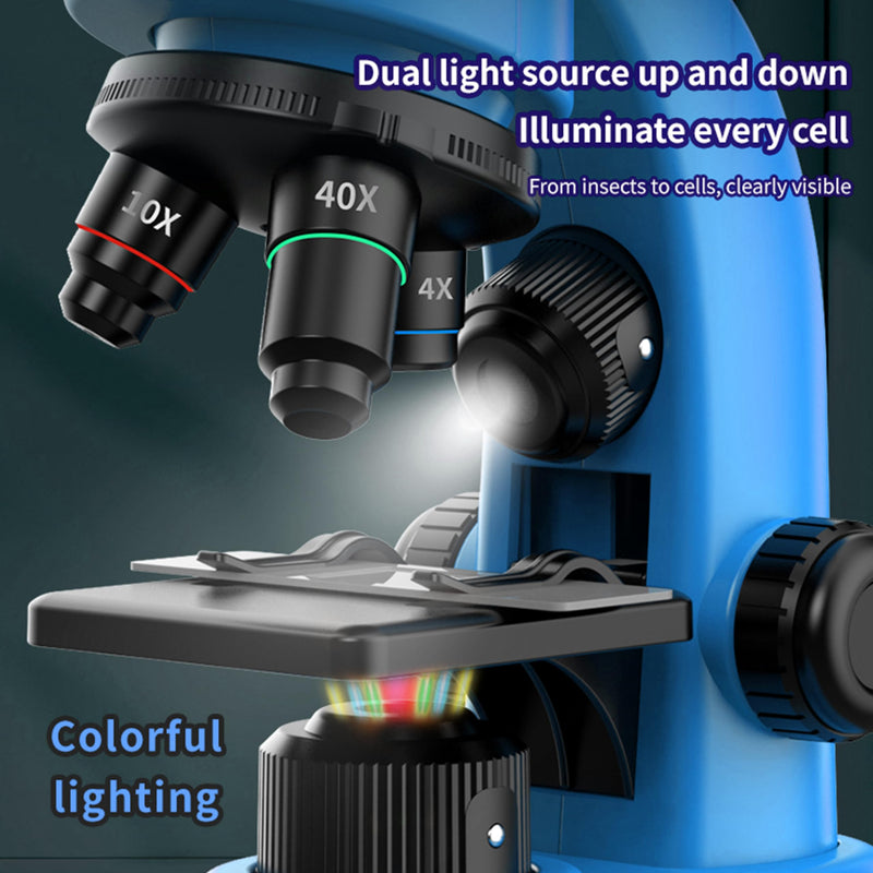 [AUSTRALIA] - Kids Microscope,40-1600x Microscope Kit for Kids Beginners Children,STEM Kit,Prepared Slides,LED Light and Configured Various Operating Tools- Science Experiment Toy for Kids Ages 6-12 