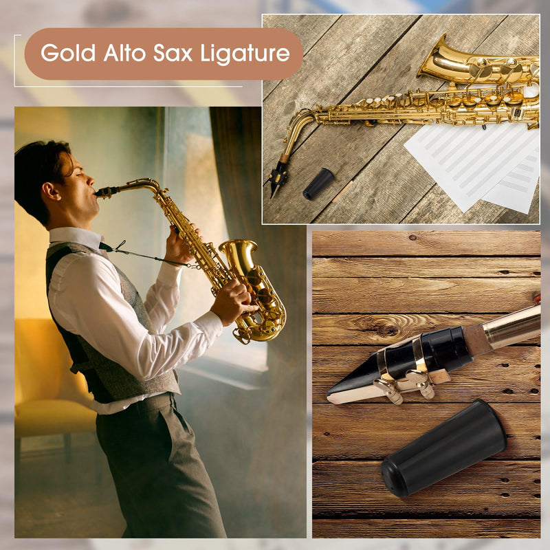 2 Sets Alto Saxophone Mouthpiece Alto Sax Mouthpiece Kit with Gold Alto Sax Ligature Plastic Cap Alto Saxophone Reeds 2.5 Strength Reeds for Alto Saxophone Use Replacement Supply