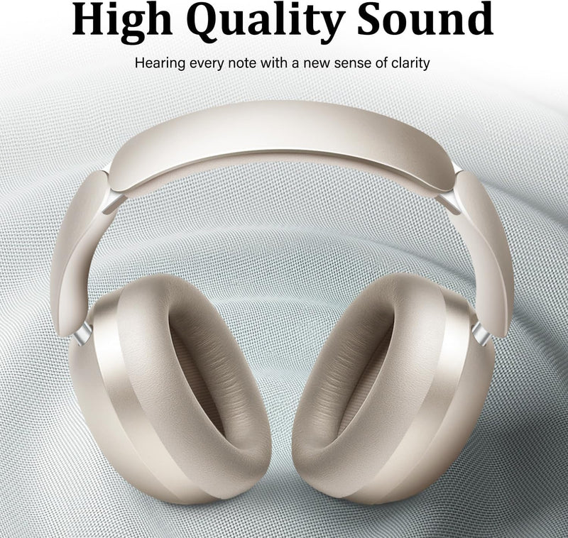 Wentronic Y04 Bluetooth Headphones Active Noise Cancelling Wireless Over Ear Headsets 48 Hours Playtime High Sound Quality Foldable Earphones with Soft Ear Cushion for Travel - Starlight
