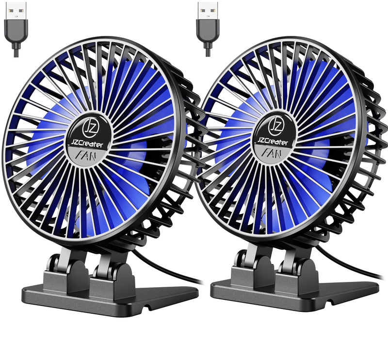 JZCreater USB Desk Fan, Mini Fan Portable, 3 Speeds Desktop Table Cooling Fan, Plug in Power Fan, Rotation Strong Wind, Quiet Personal Small Fan for Home Desktop Office Travel Bedroom, Black (2Pack) Black 2Pack