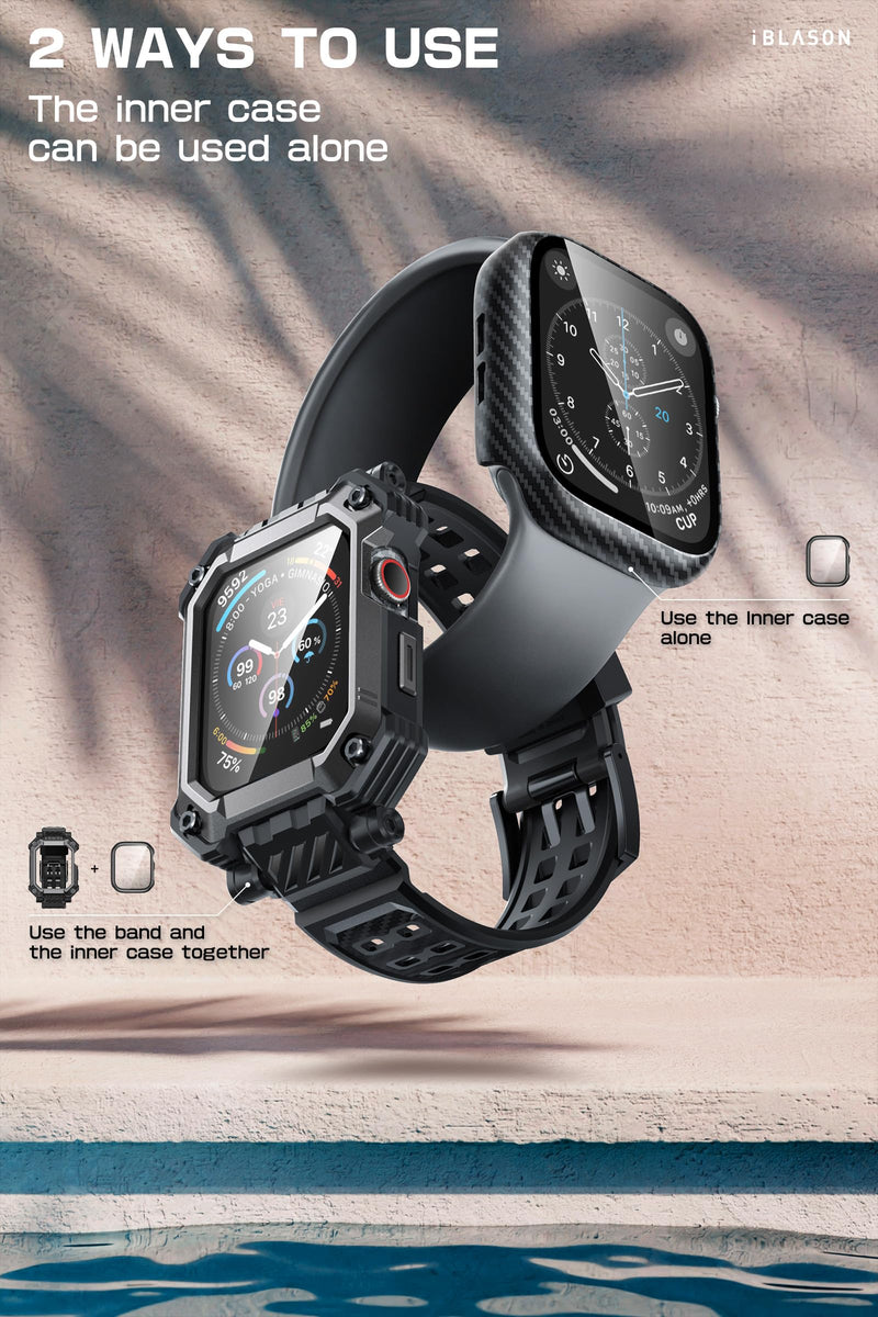 2X Bumper Band Cases with Tempered Glass Protector for Apple Watch Series 11/10 46mm