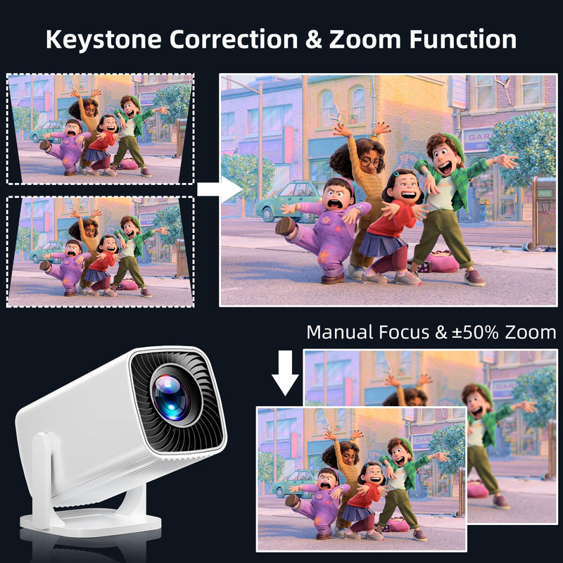 [AUSTRALIA] - Mini Projector, Portable Projector 4K & Full HD 1080P Support, 270° Rotation Outdoor Projector, Movie Projector Compatible with Smartphone, TV Stick, Laptop, PS4, HDMI, USB Ivory 