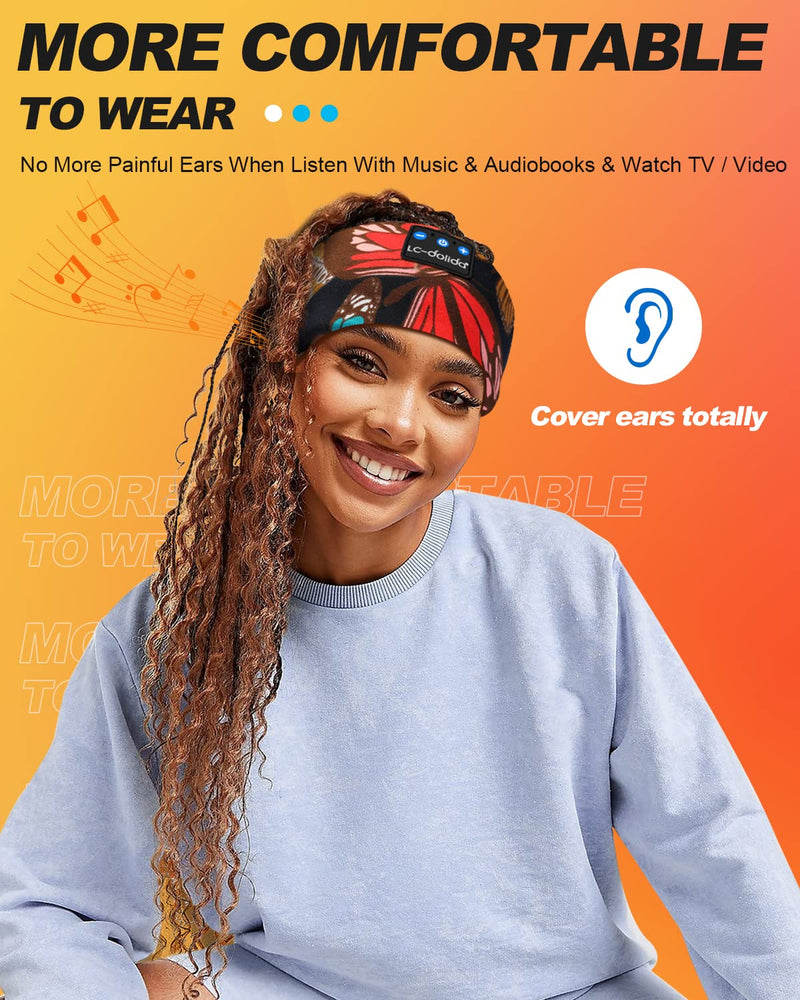[AUSTRALIA] - LC-dolida Sleep Headphones Headband Bluetooth 5.4, Headband Earphones Wireless with USB C Charge Port, Sleep Mask for Sleeping, Sports, Gifts, Workout, Jogging, Yoga, Insomnia, Air Travel, Meditation Artistic Butterfly 