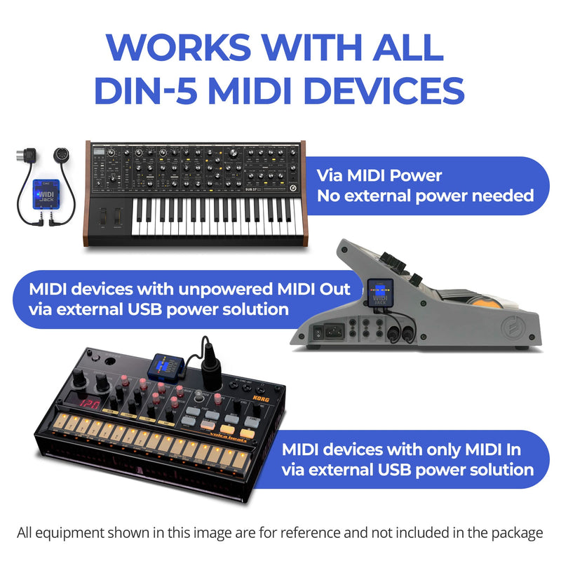 CME WIDI Jack + DIN-5 MIDI Cable Pack - Bluetooth MIDI Interface with 5-PIN DIN MIDI cables Included - Works with all DIN-5 MIDI devices - Wireless MIDI for Synth Keytar Pedalboard Keyboard