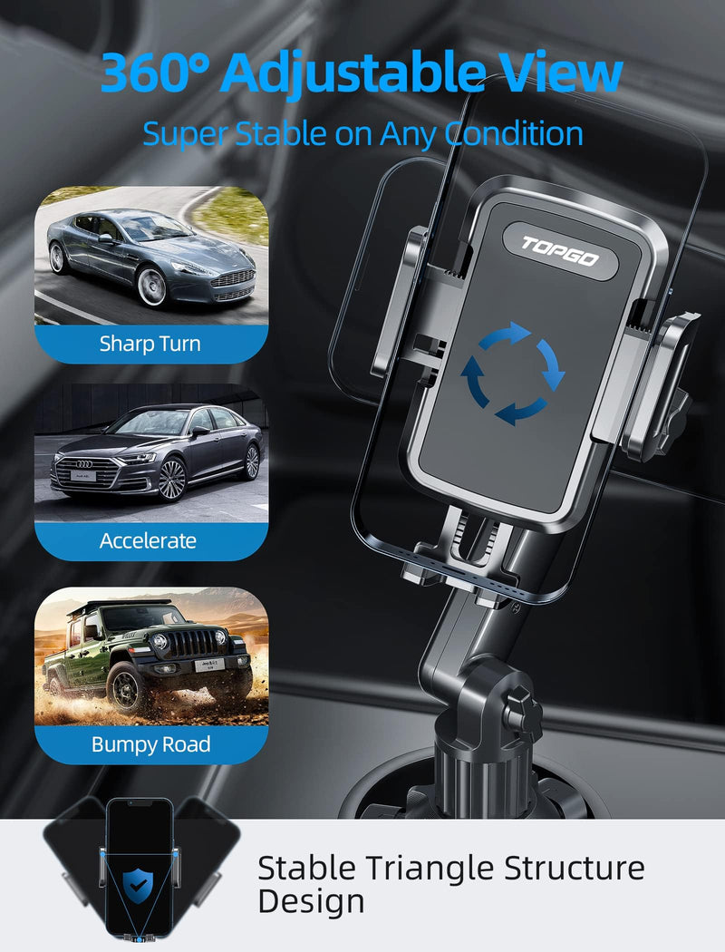 Car Phone Mount Pro Ver [Adjustable Height & No Shaking] Cup Phone Holder for Car Compatible with iPhone 17 Pro Max and More Smartphone - Black | Adjustable Height & No Shaking, Cup Phone Holder for Car, Compatible with iPhone 17 Pro Max and More Smart...