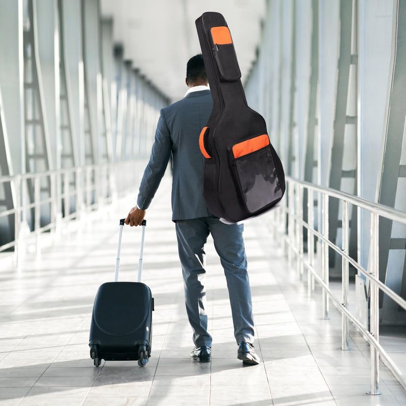 Acoustic Guitar Gig Bag Fits 40 41 42 Inch, 0.5 Inch Thick Padded for Enhanced Protection, 600D Waterproof Nylon, Soft Guitar Backpack Case with Neck Fixed Strap & Adjustable Shoulder Straps Orange (0.5 Inch)