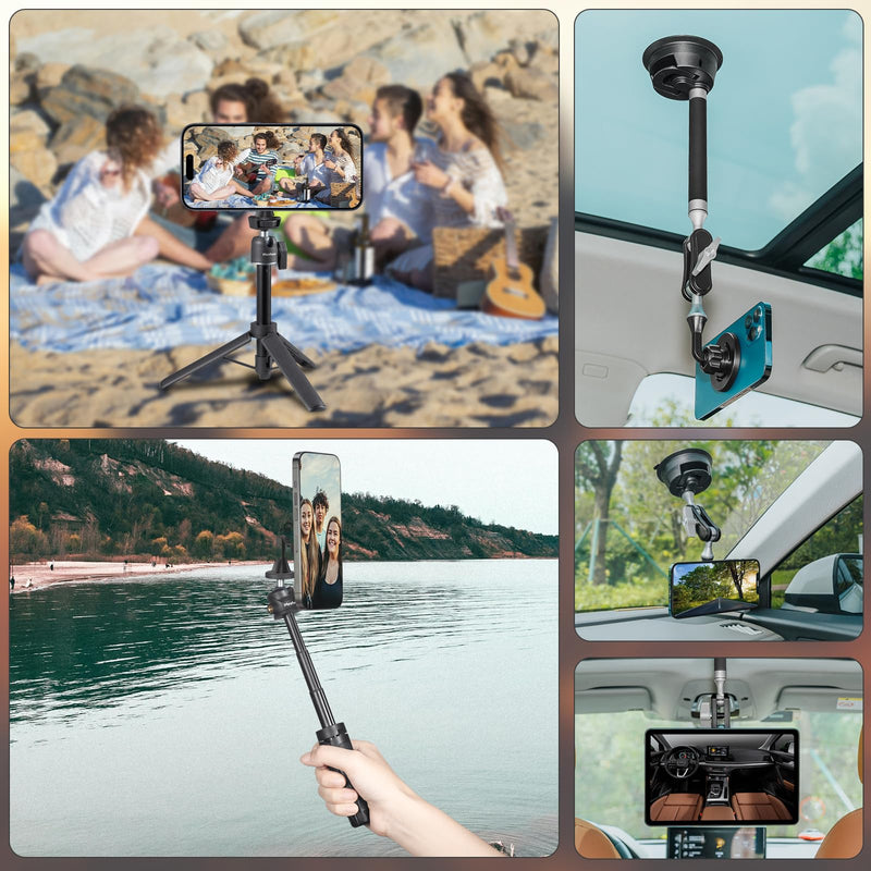 [AUSTRALIA] - Magnetic Phone Tripod Mount Adapter with 1/4"-20 Screw Hole, Compatible with Magsafe for iPhone 17/16/15/14/13 Plus Pro Max Mini Series, Adjustable Phone Holder for Tripod, Ring Light, Selfie Sticks 