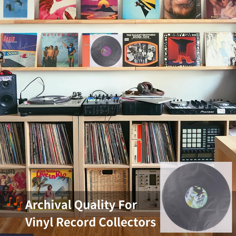 Vinyl Record Inner Sleeves, 30 Anti Static 12" LP Vinyl Inner Sleeves, Premium Protective Plastic Vinyl Sleeves Albums Covers for 33 RPM Record Protection Collection Storage Vinyl Lovers Gift 12"x12"-30Pack