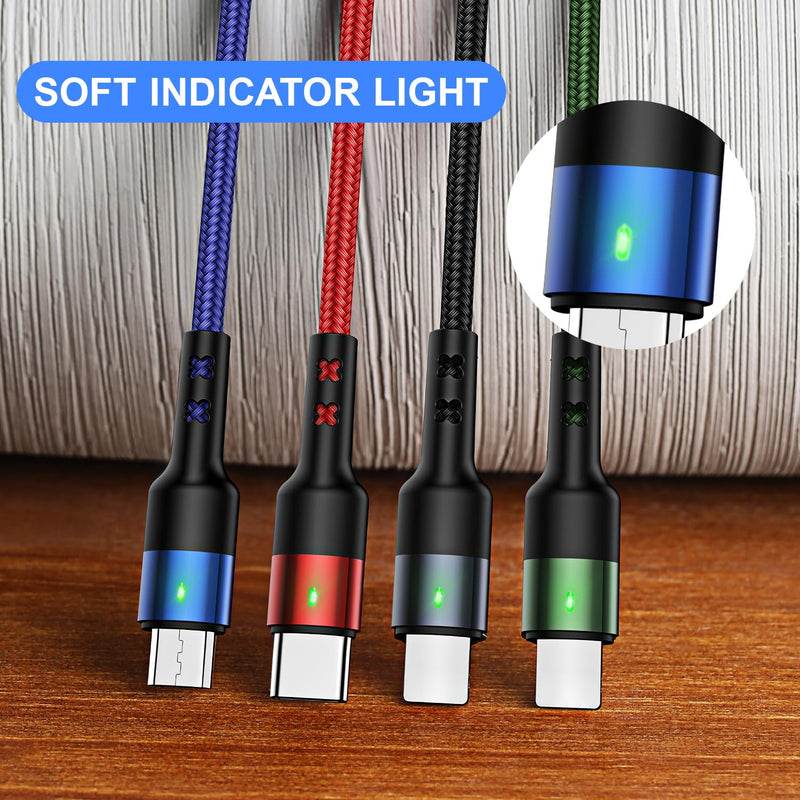 72W Super Fast Charging 3-in-1 Multi Charging Cable Dual USB-C Ports for iWatch+2Pack 10FT 4 in 1 Multi Charging Cable